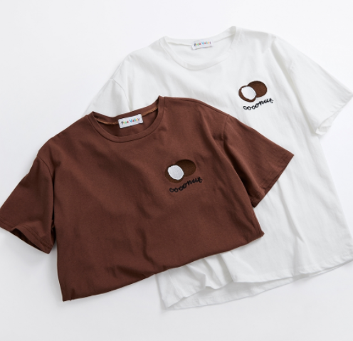 Embroidery Coconut Short Sleeve T-shirts women
