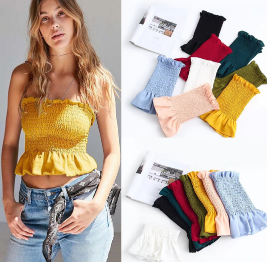 Tank Top with Ruffles Strapless Tube Top Crop Top