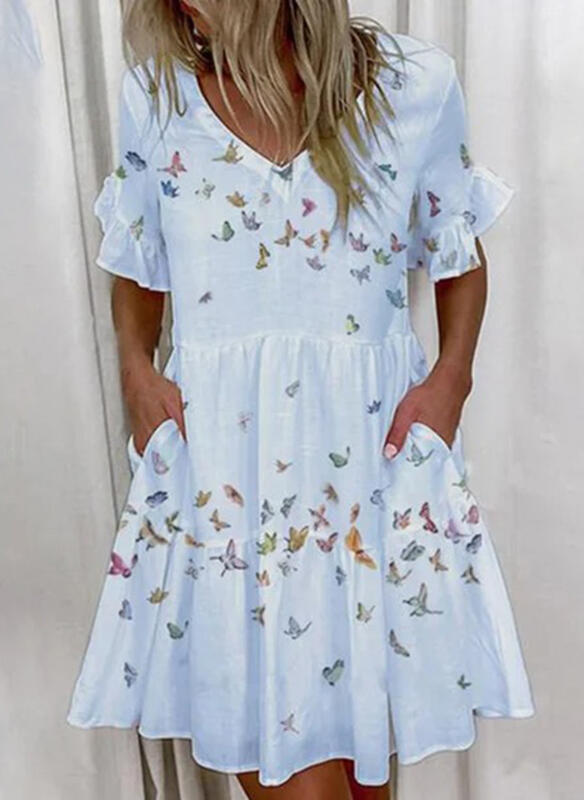 Ruffled Pocket Dress Women