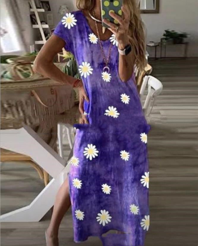 Slit Short Sleeve Dress Plus Size