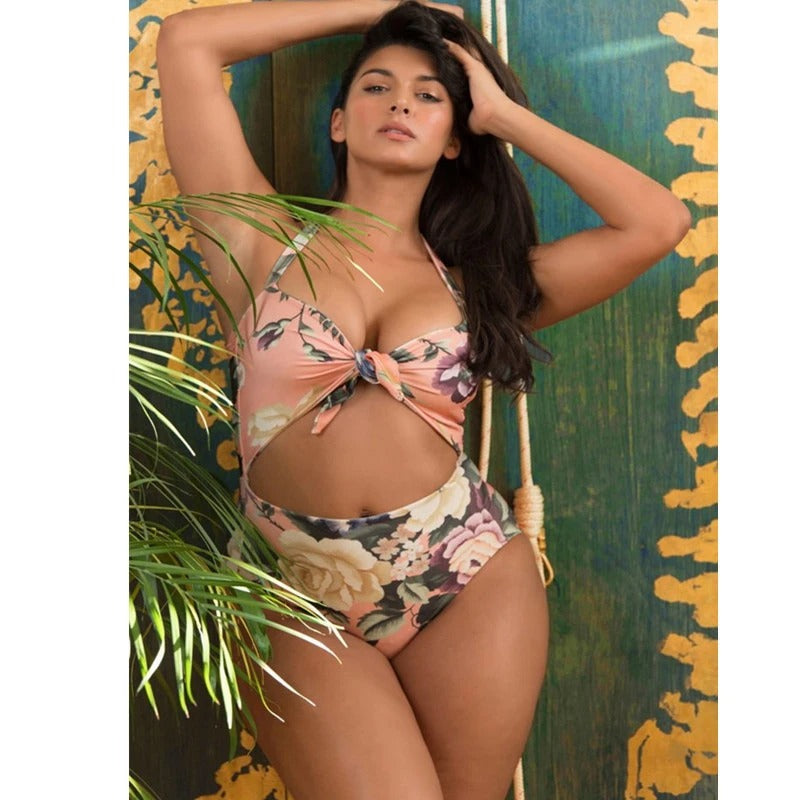 Plus size front tie swimsuit