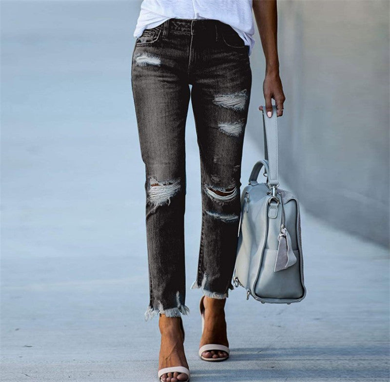 Women's Ripped Jeans Trousers