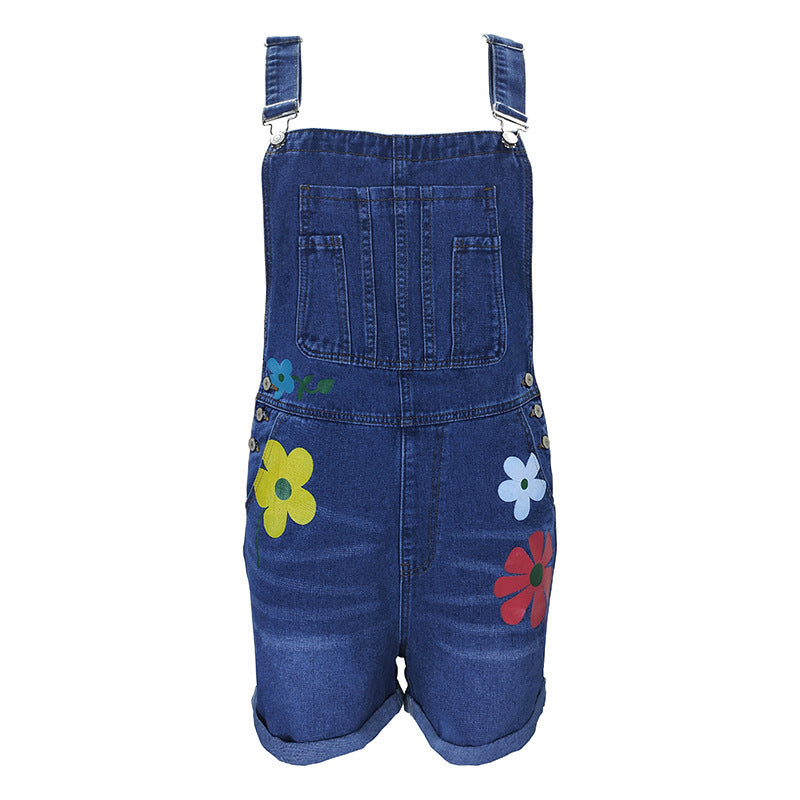 Printed Overalls Slim Fit Fashion Printed Shorts Women's