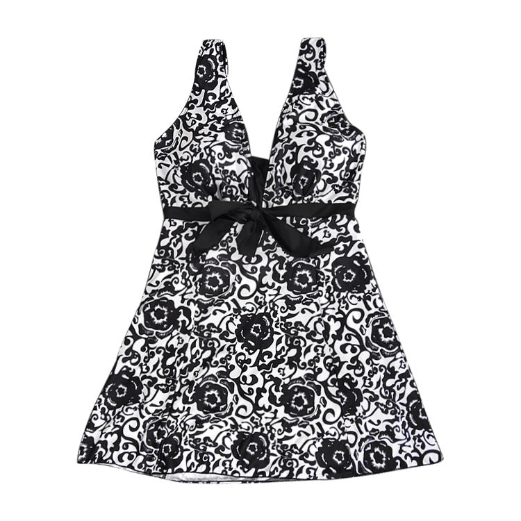 Print plus-size skirt swimsuit