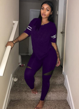 Women Tracksuit Short Sleeve T Shirt + Pants