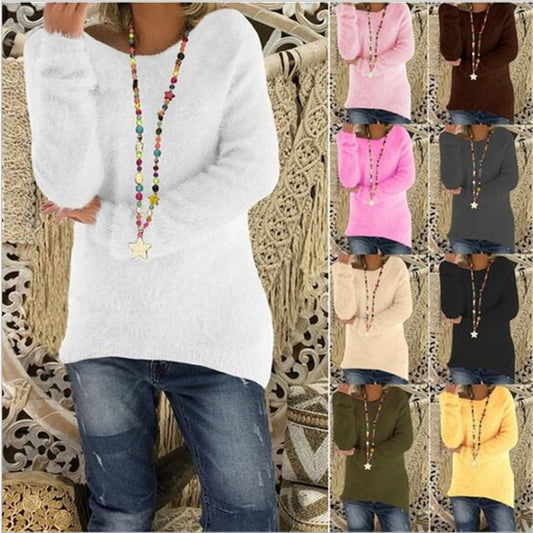 Solid Color Autumn And Winter Women's Long-sleeved Loose Sweater