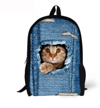 FORUDESIGNS Cat/Dog Denim Backpacks for Children