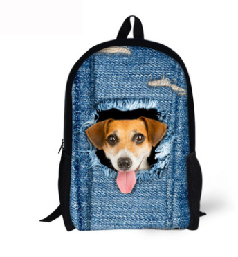 FORUDESIGNS Cat/Dog Denim Backpacks for Children