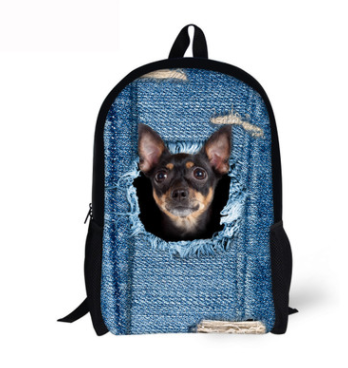 FORUDESIGNS Cat/Dog Denim Backpacks for Children