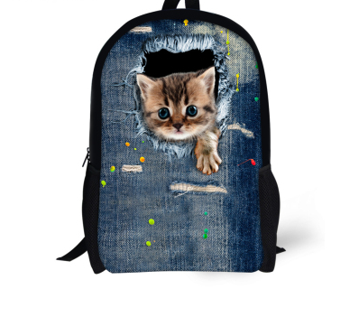 FORUDESIGNS Cat/Dog Denim Backpacks for Children