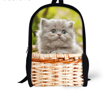 FORUDESIGNS Cat/Dog Denim Backpacks for Children