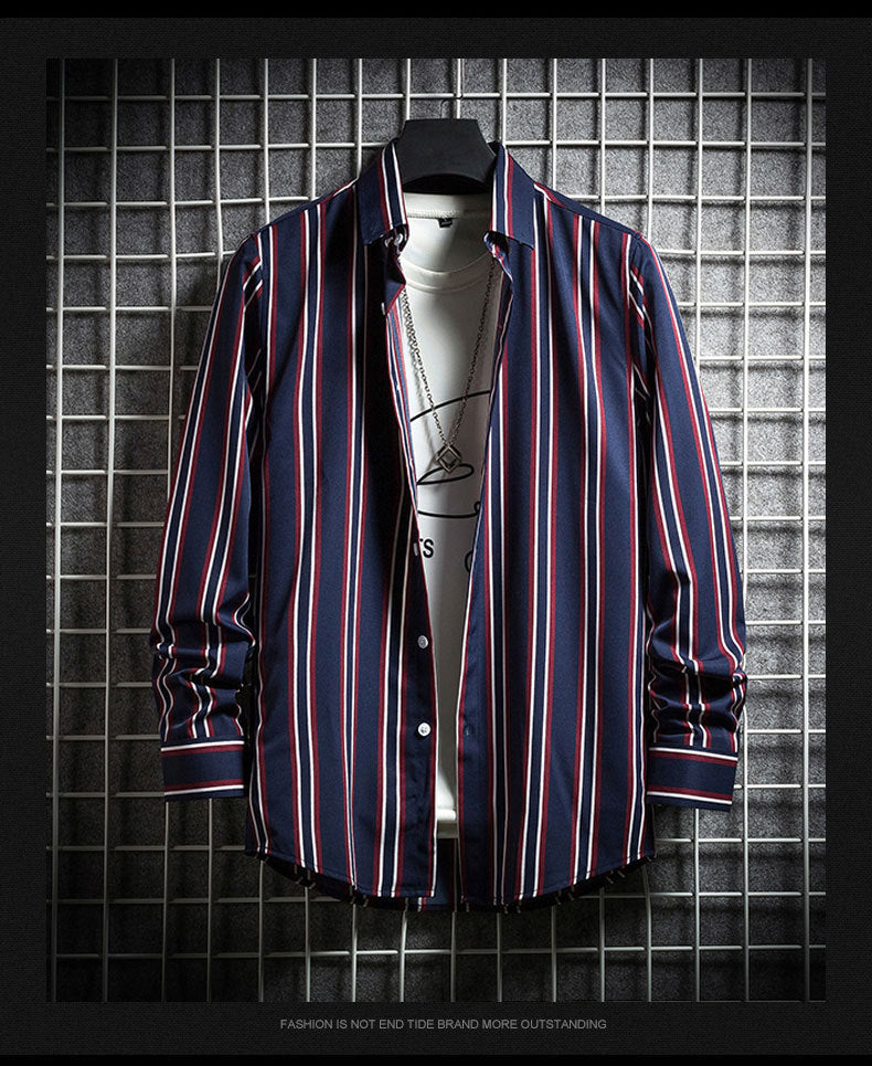 Men's Slim Long-sleeved striped Shirt