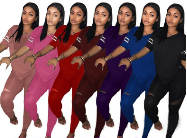 Women Tracksuit Short Sleeve T Shirt + Pants