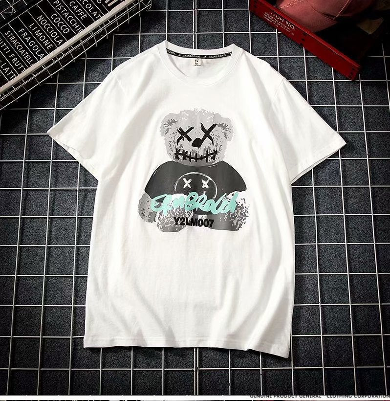 Men's Loose Short Sleeve Bear Print T-Shirt