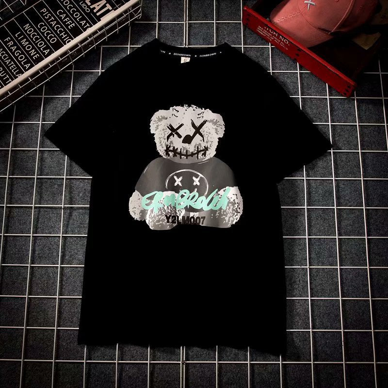 Men's Loose Short Sleeve Bear Print T-Shirt