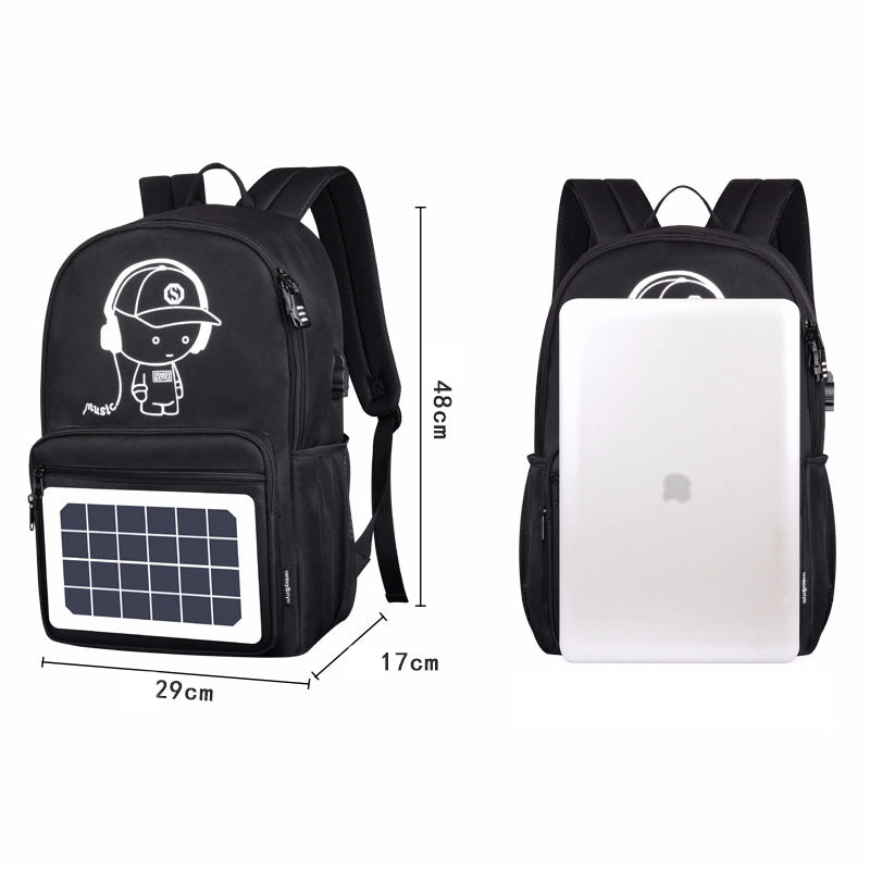 Solar Powered Charging Waterproof Large School Backpack for Teenagers