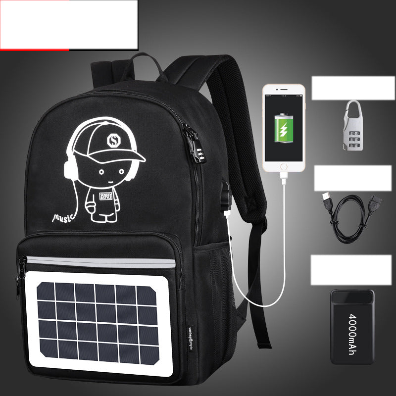 Solar Powered Charging Waterproof Large School Backpack for Teenagers