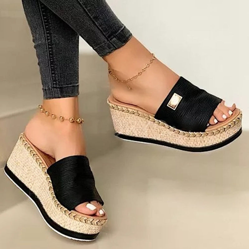 Women Summer Wedges Slippers Platform Heels