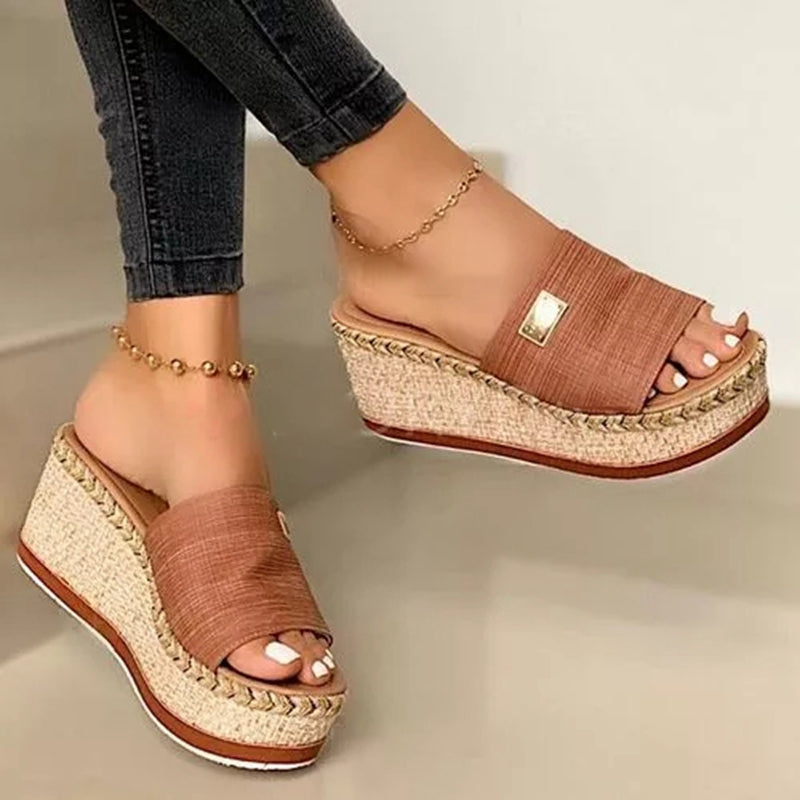 Women Summer Wedges Slippers Platform Heels