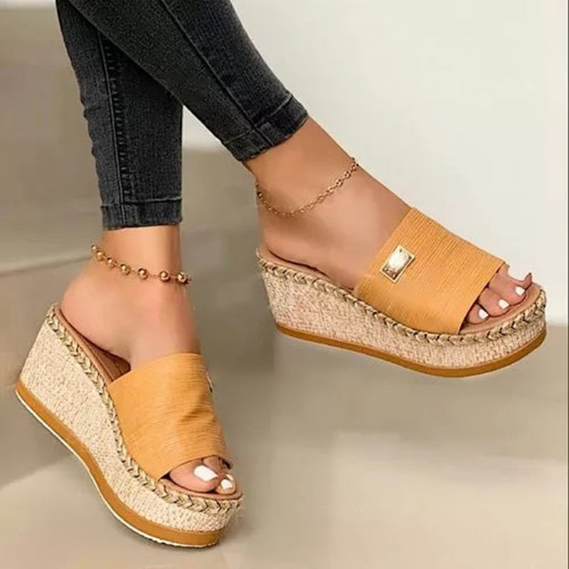 Women Summer Wedges Slippers Platform Heels