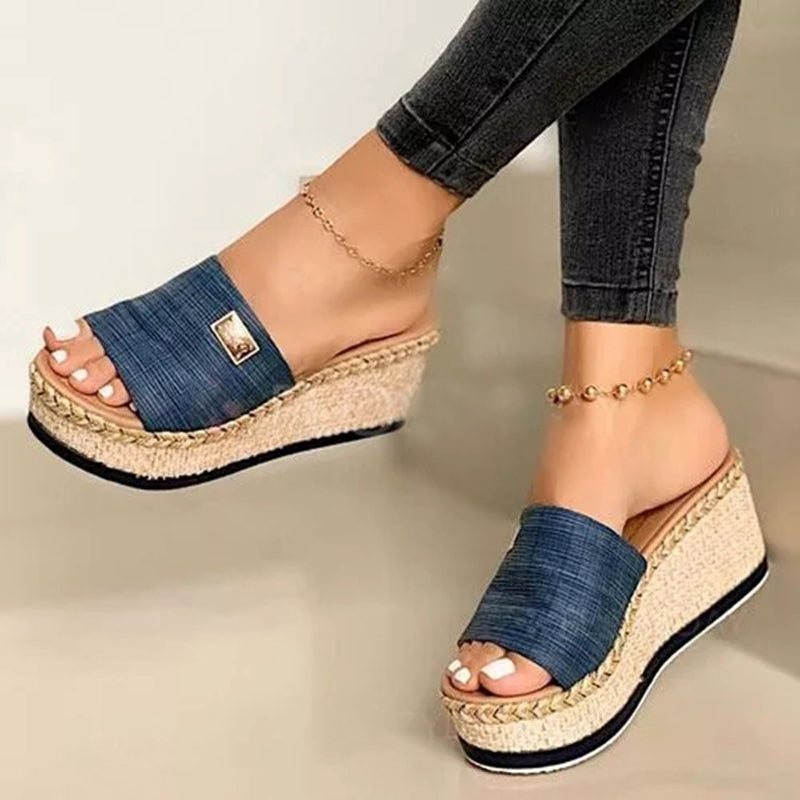 Women Summer Wedges Slippers Platform Heels