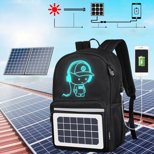 Solar Powered Charging Waterproof Large School Backpack for Teenagers