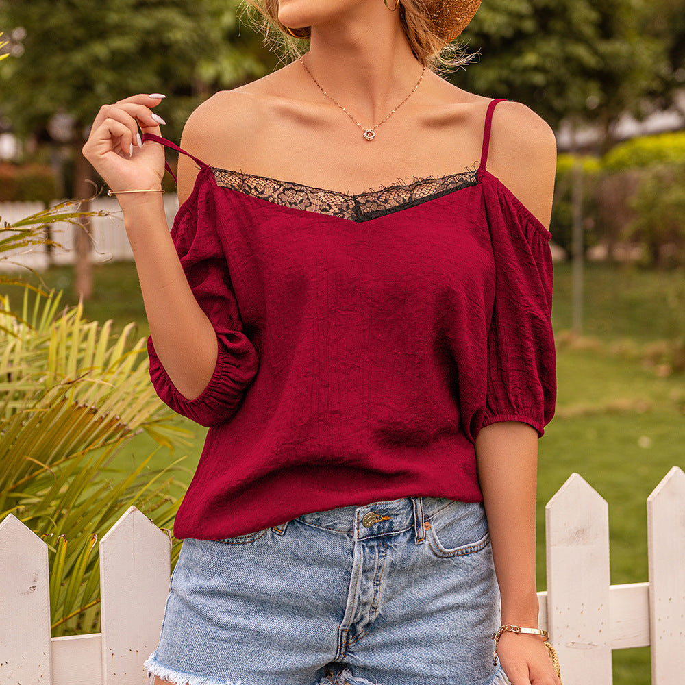 Sexy Camisole Lace Cold shoulder Top