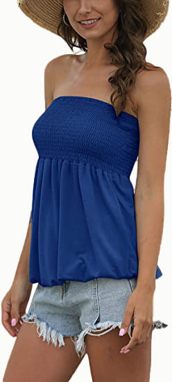 Sleeveless Babydoll Tube Top Ruffled Pleated Top