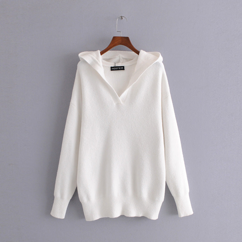 Women Soft Solid Color Knitted Sweater