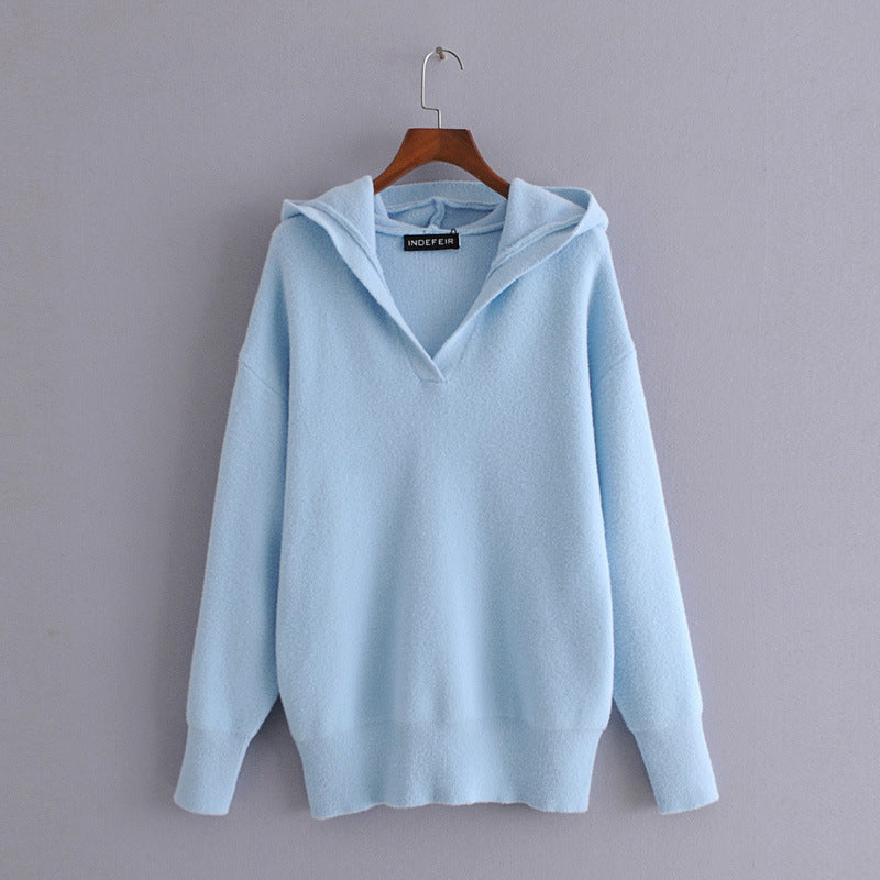 Women Soft Solid Color Knitted Sweater