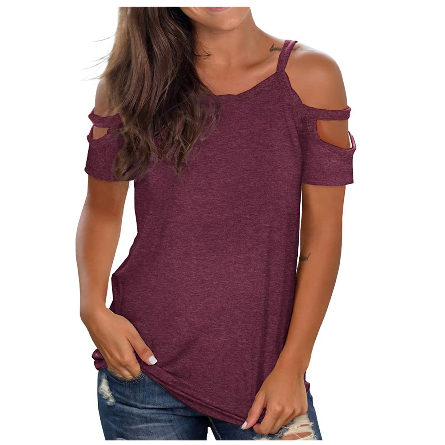 Shoulder Pullover Short Sleeve For Women