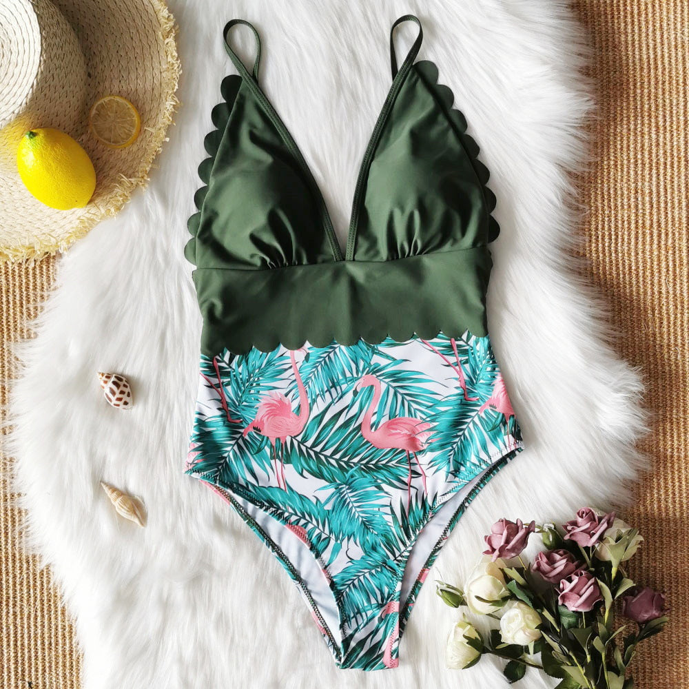 Women's ruffled One piece Swimsuit