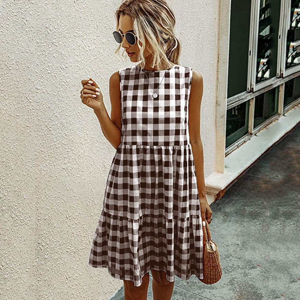 Lady's checkered Dresses