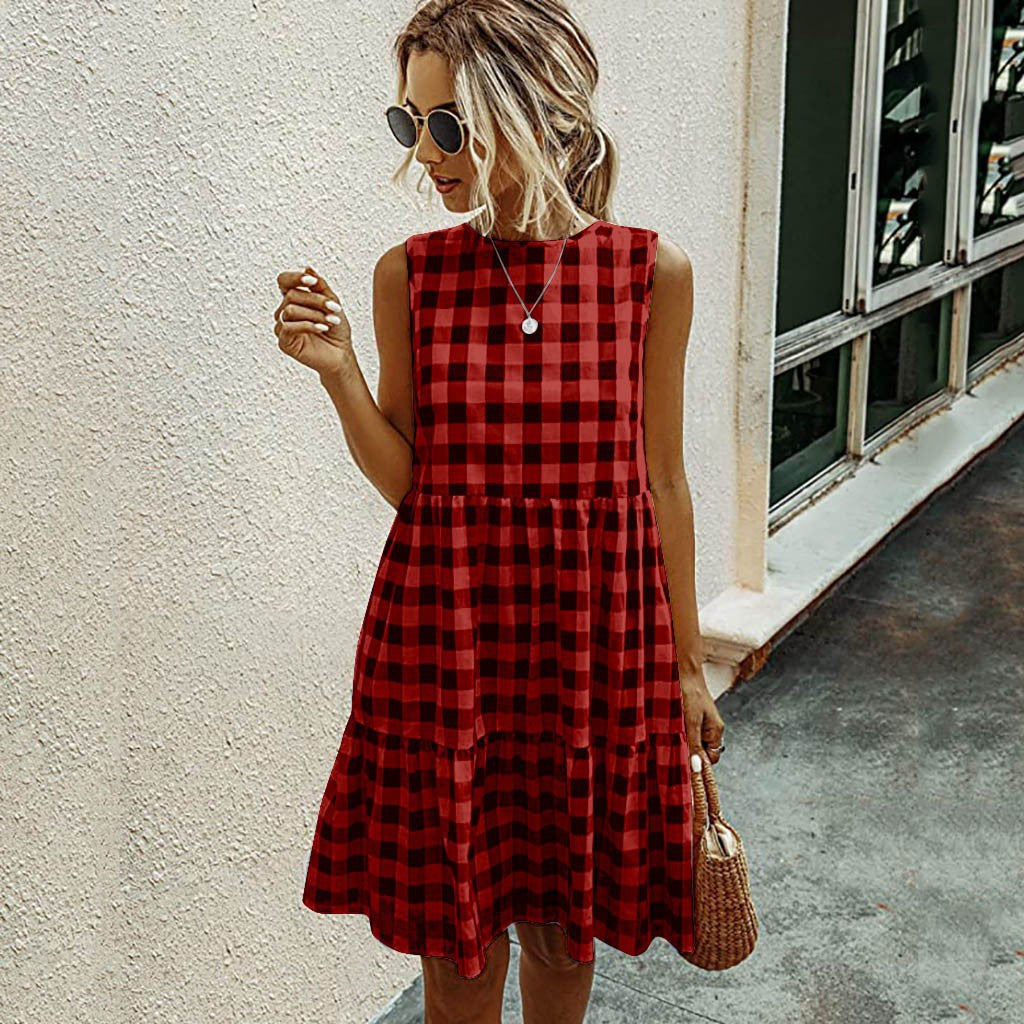 Lady's checkered Dresses