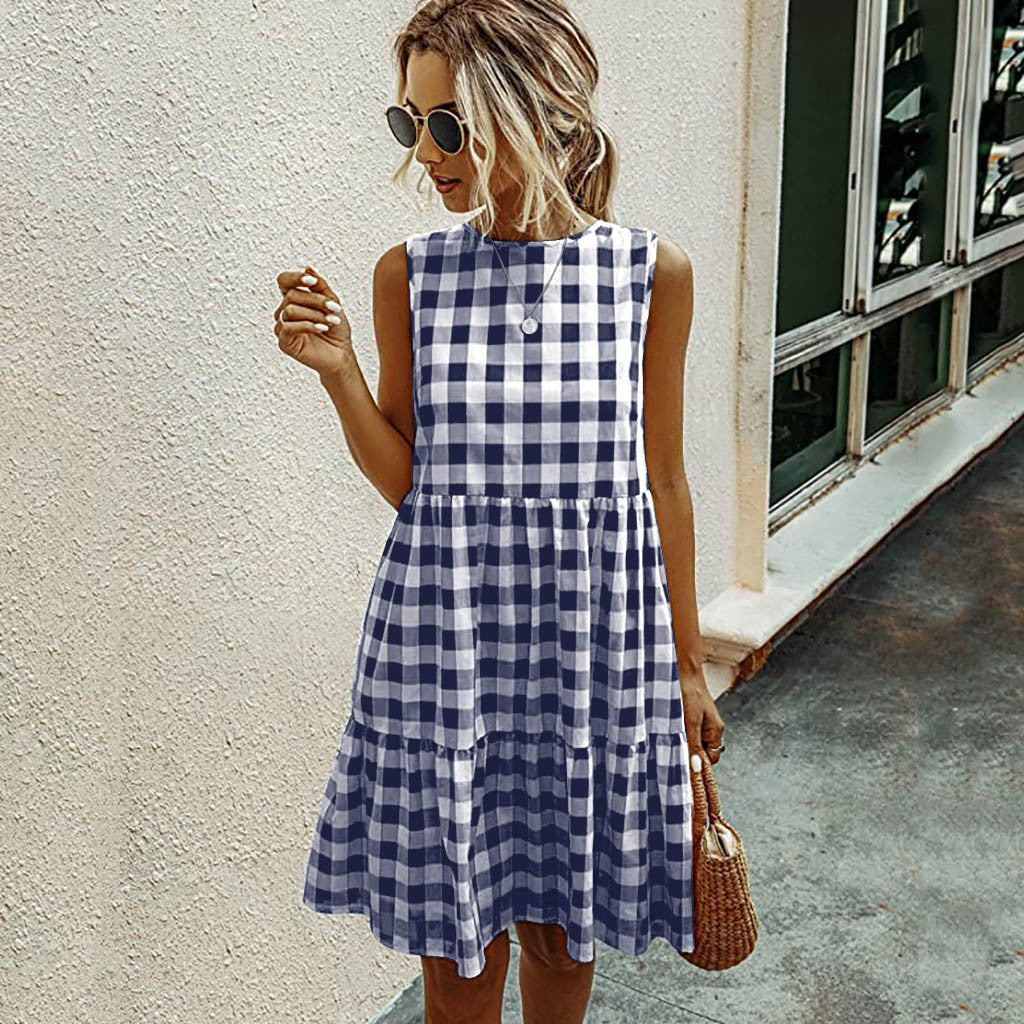 Lady's checkered Dresses