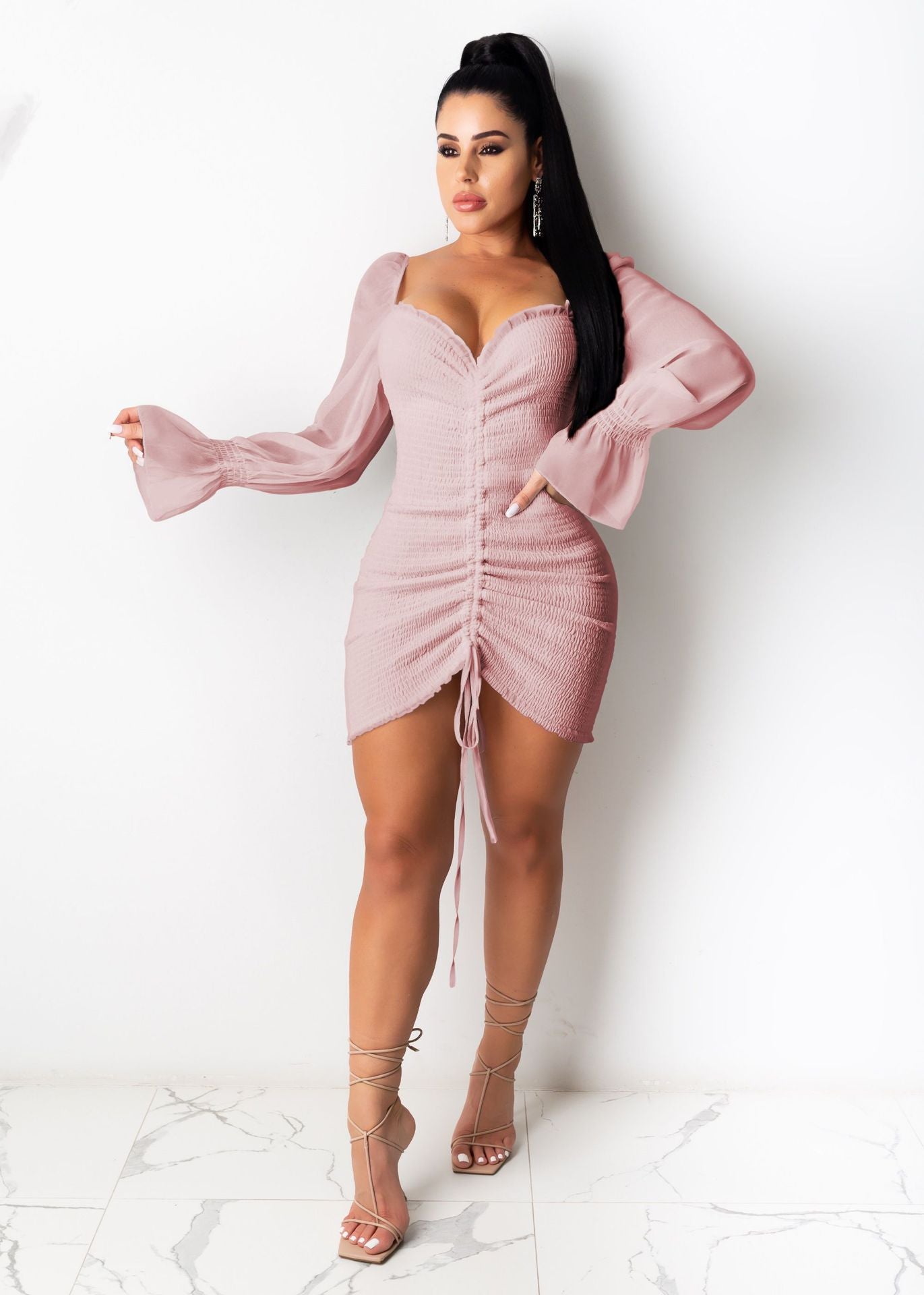 Sexy Elastic Drawstring Dress