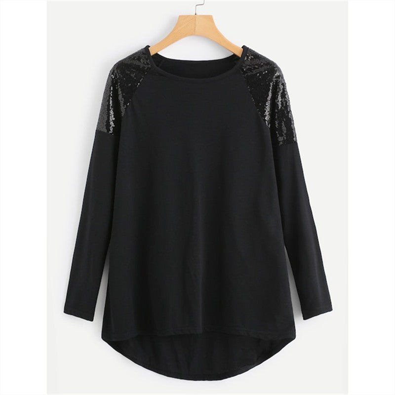 Sequin Shoulder Loose Plus Size Women's shirt