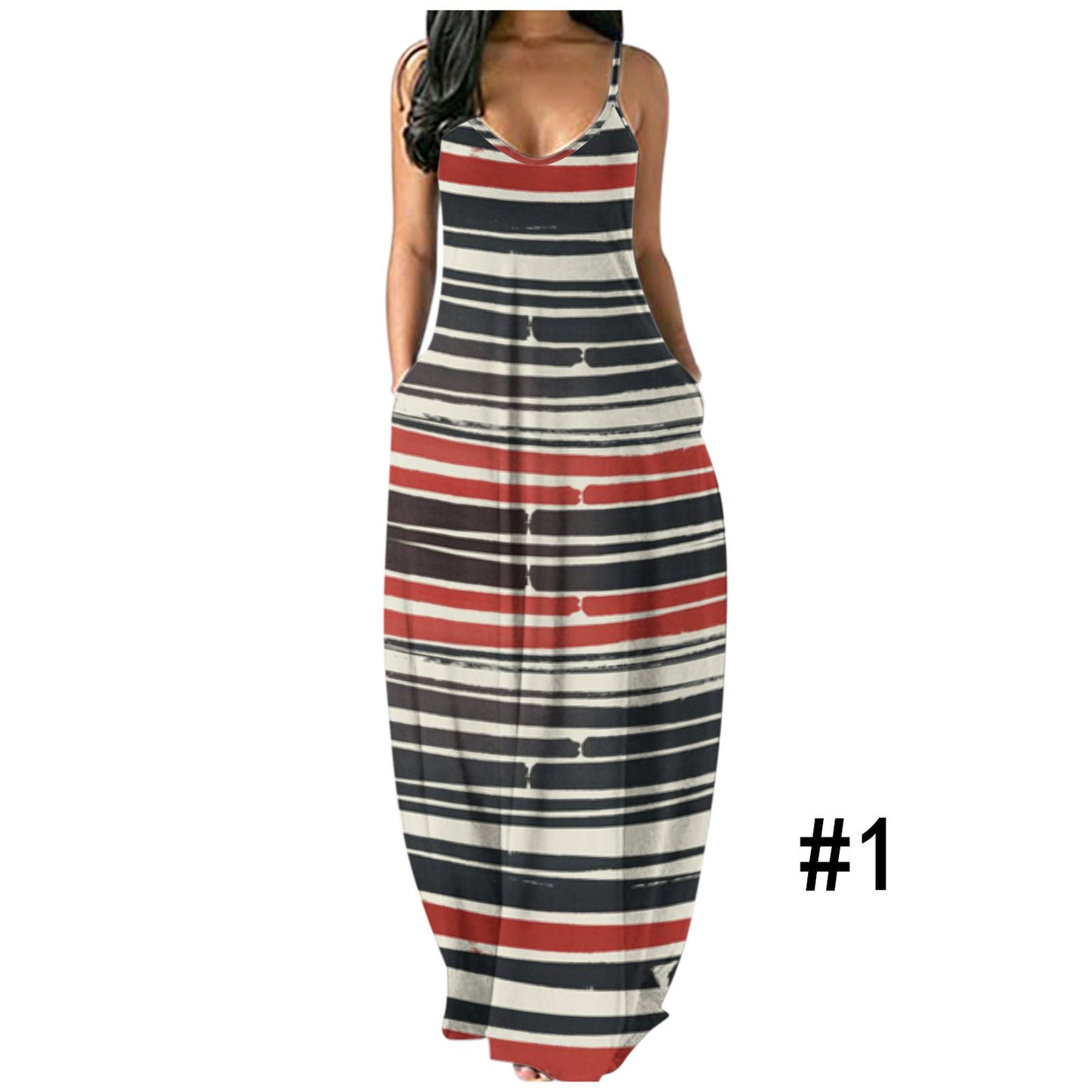 Printed Sleeveless Sling Plus Size Women's Dress