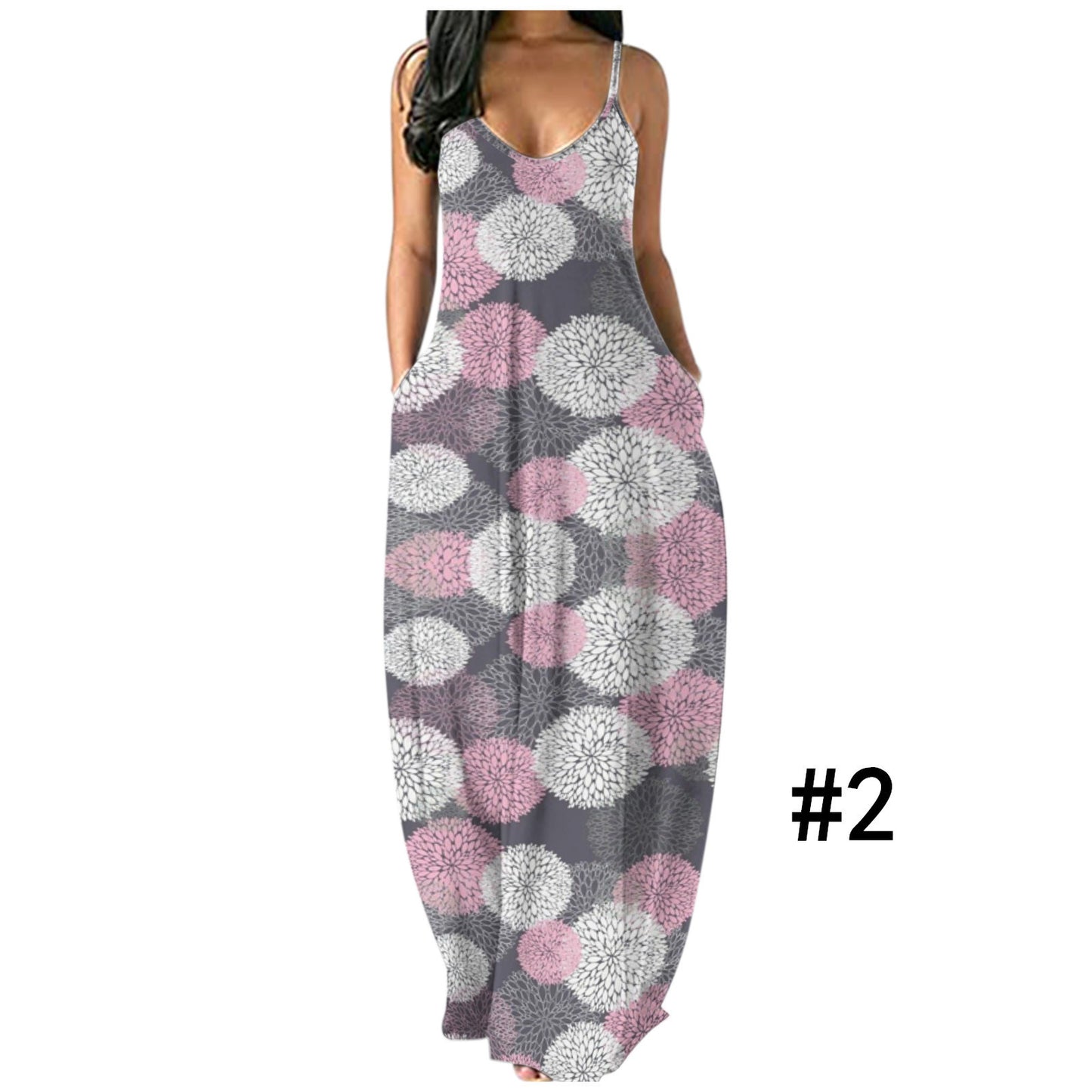 Printed Sleeveless Sling Plus Size Women's Dress