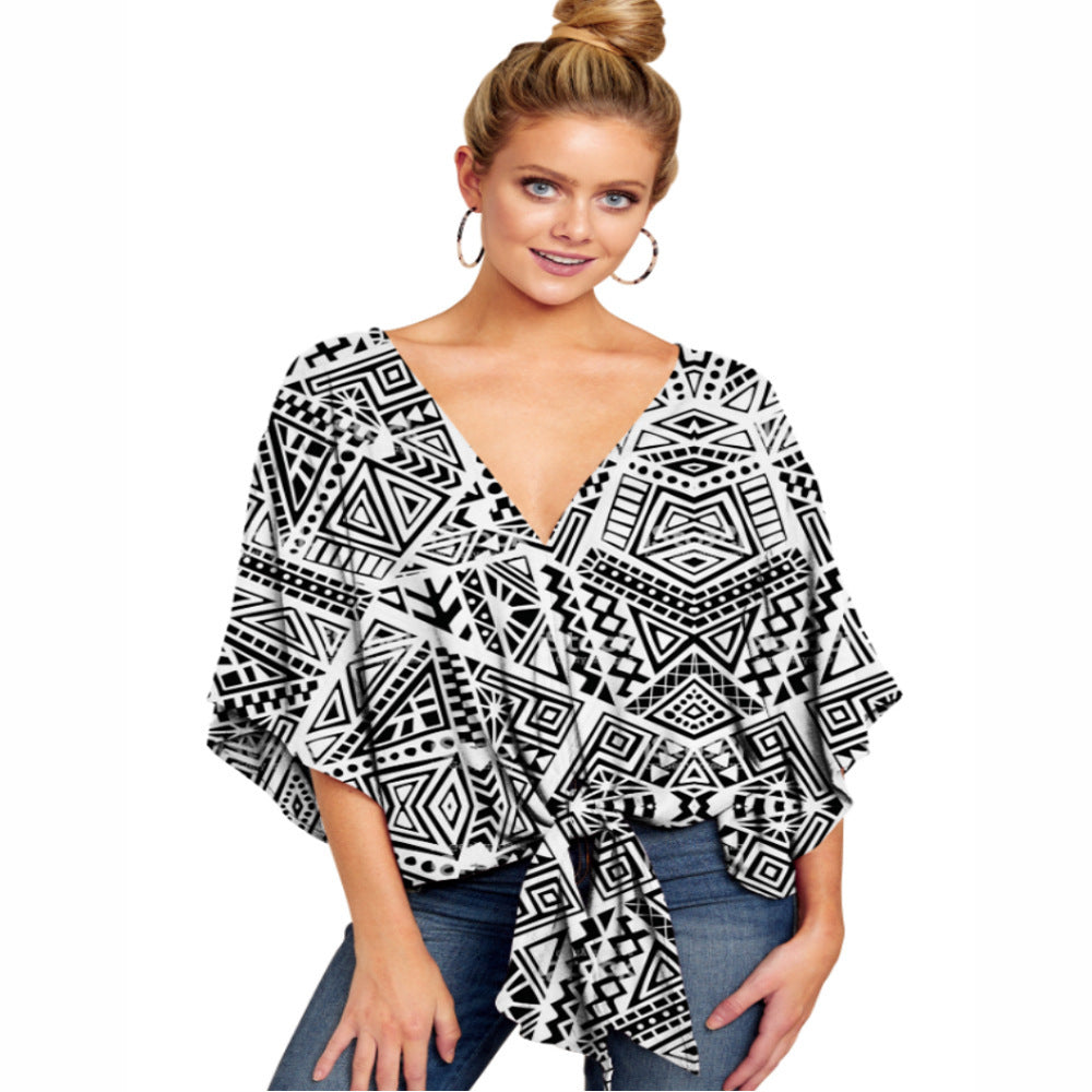 Knotted Print Top