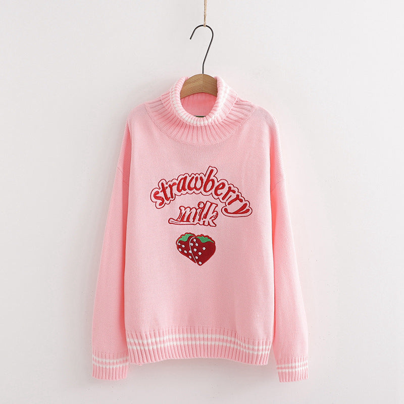 Strawberry turtleneck sweaters