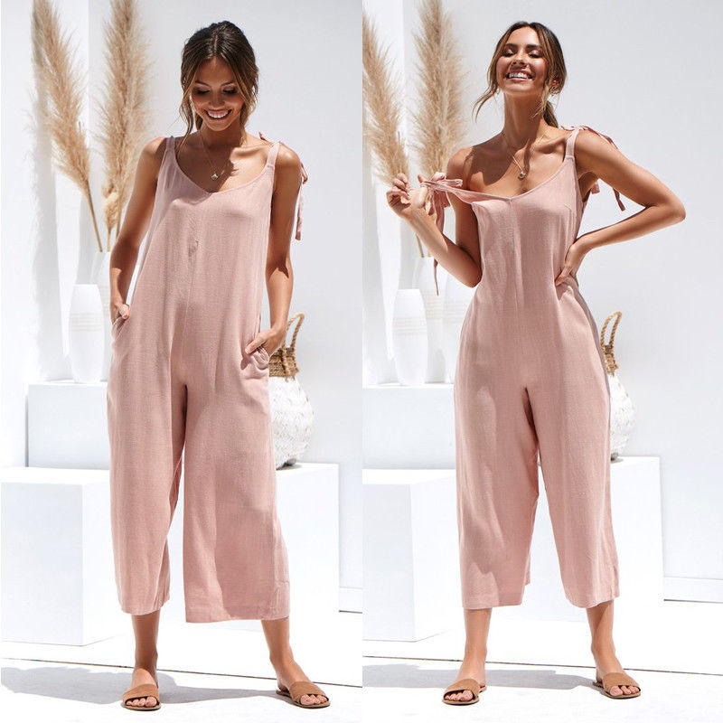 Linen cotton new women's casual jumpsuit