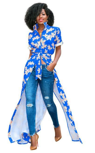 Floral Printed Long Tail Shirt