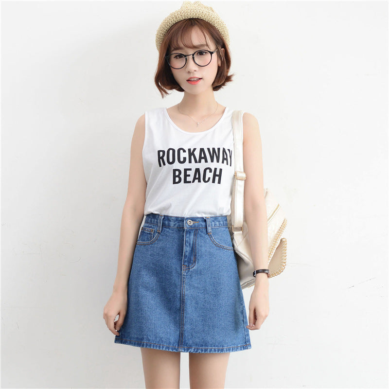 Denim skirt women summer A-line skirt