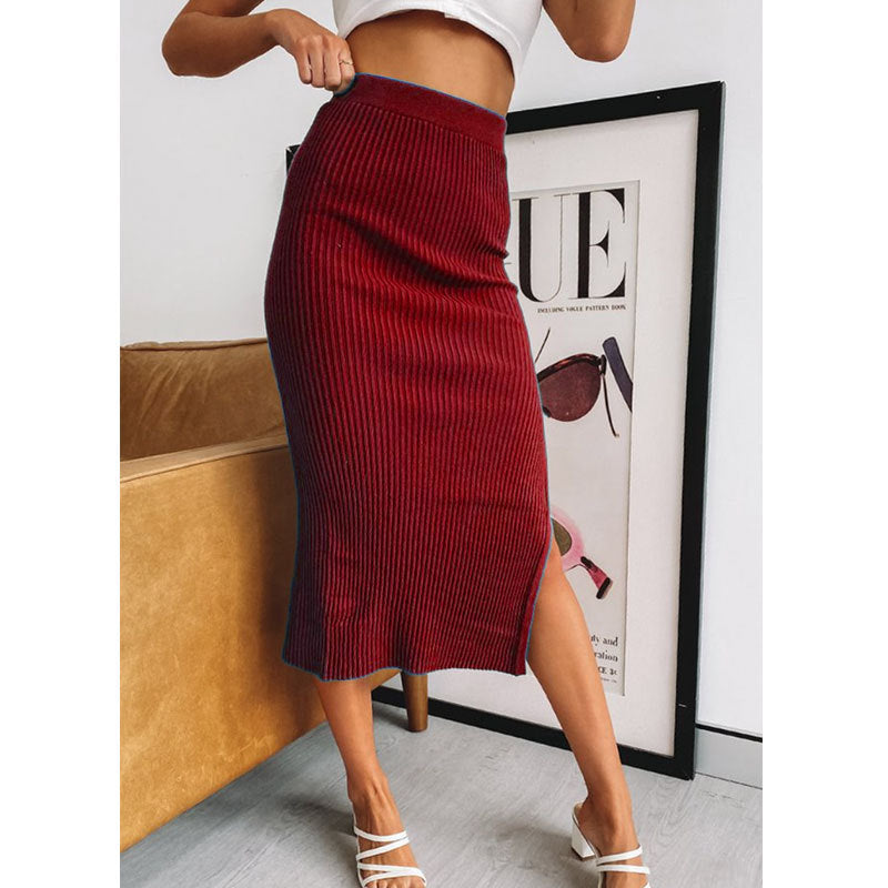 Women High Waist Slit Skirt