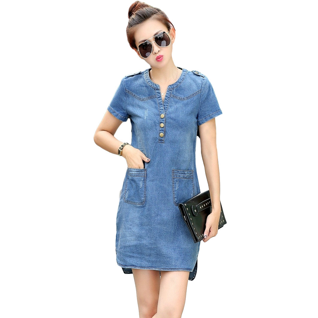 ladies denim dress plus size included