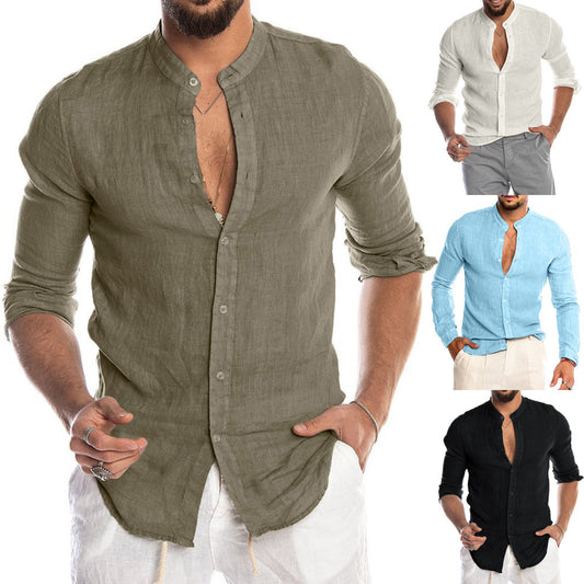 Cardigan long sleeve shirt men