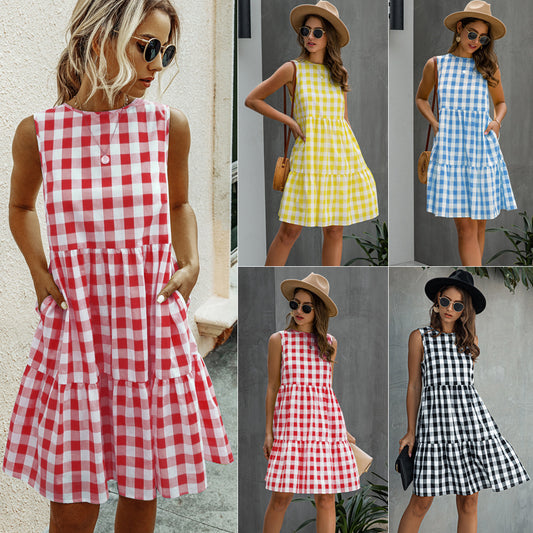 Lady's checkered Dresses