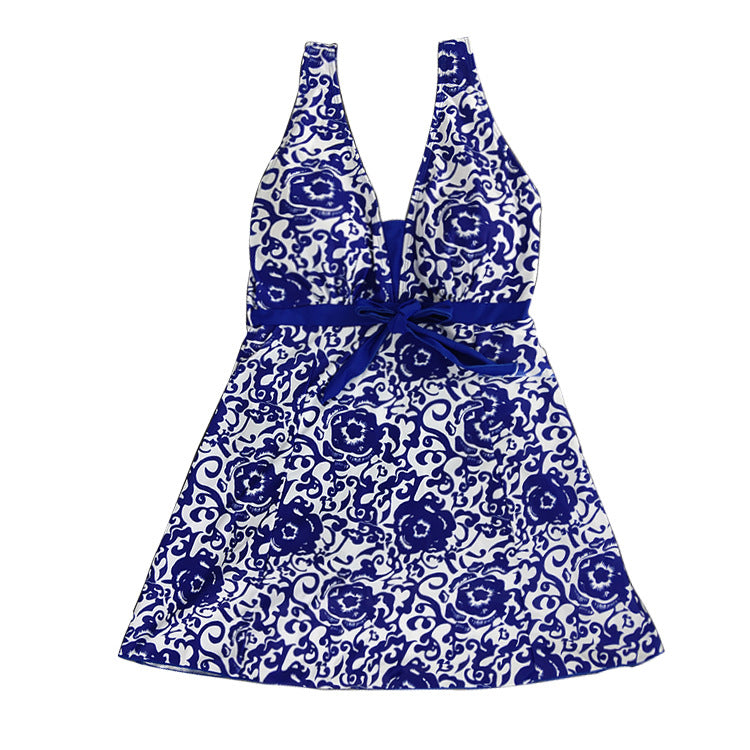 Print plus-size skirt swimsuit