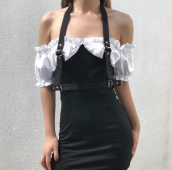 Women metal neck strap dress